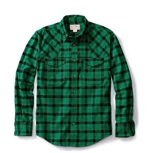 Filson Seattle Fit Flannel Hunting Shirt Green/Black. Size M